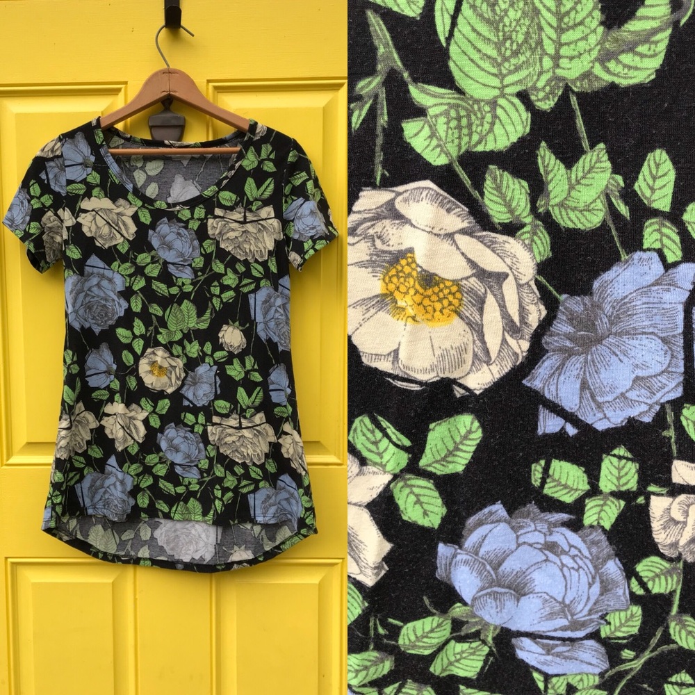 LuLaRoe RARE floral classic T scoopneck tunic tee